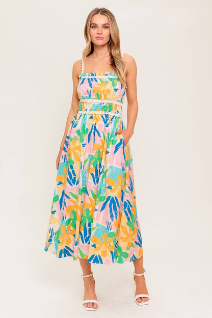 Printed woven midi dress