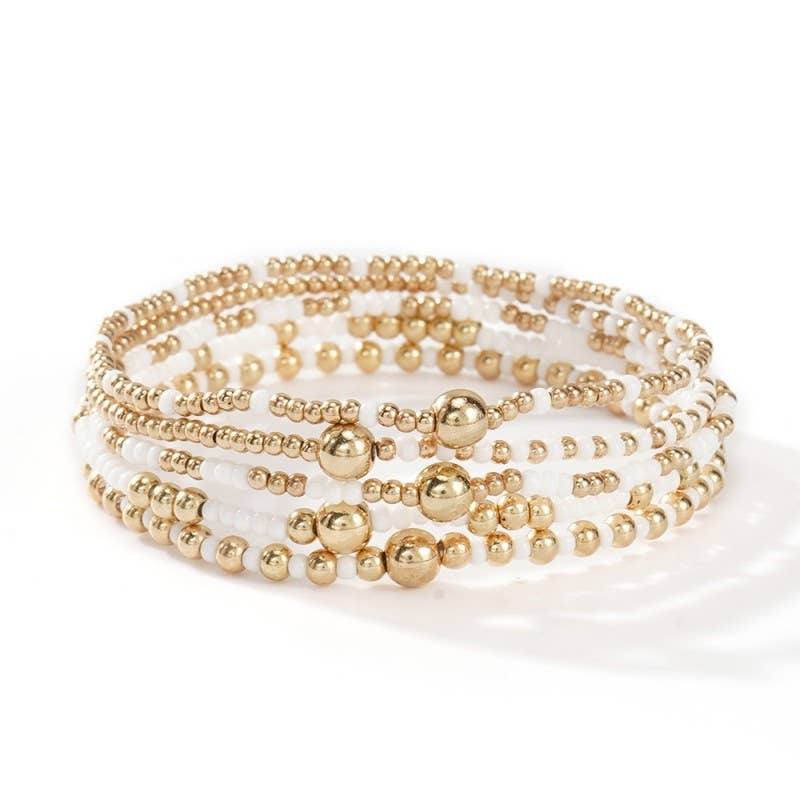 MULTI LAYER BALL CHAIN BEADED BRACELET