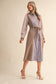 MIXED STRIPE BELTED BUTTON DOWN MIDI DRESS