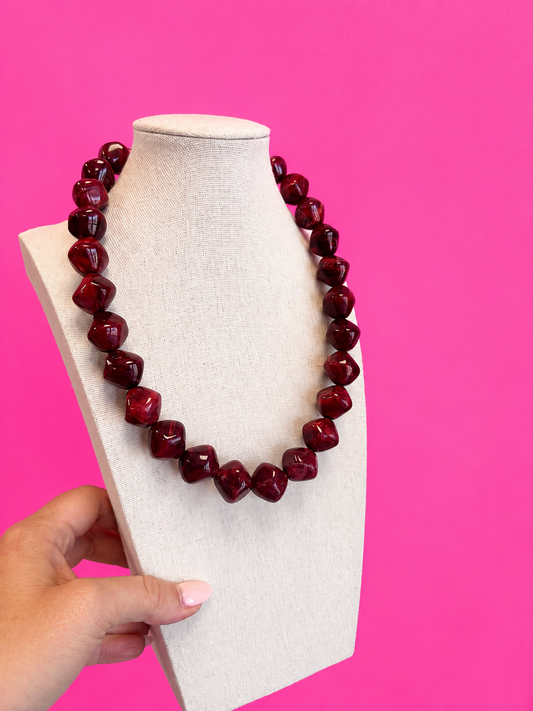 Stone Necklace - Maroon