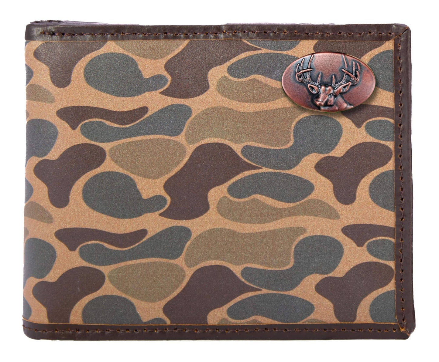 Zep-Pro - Buck Men's Bifold Old School Camo Leather Wallet.