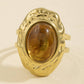Hammered Bezel Cabochon Statement Ring