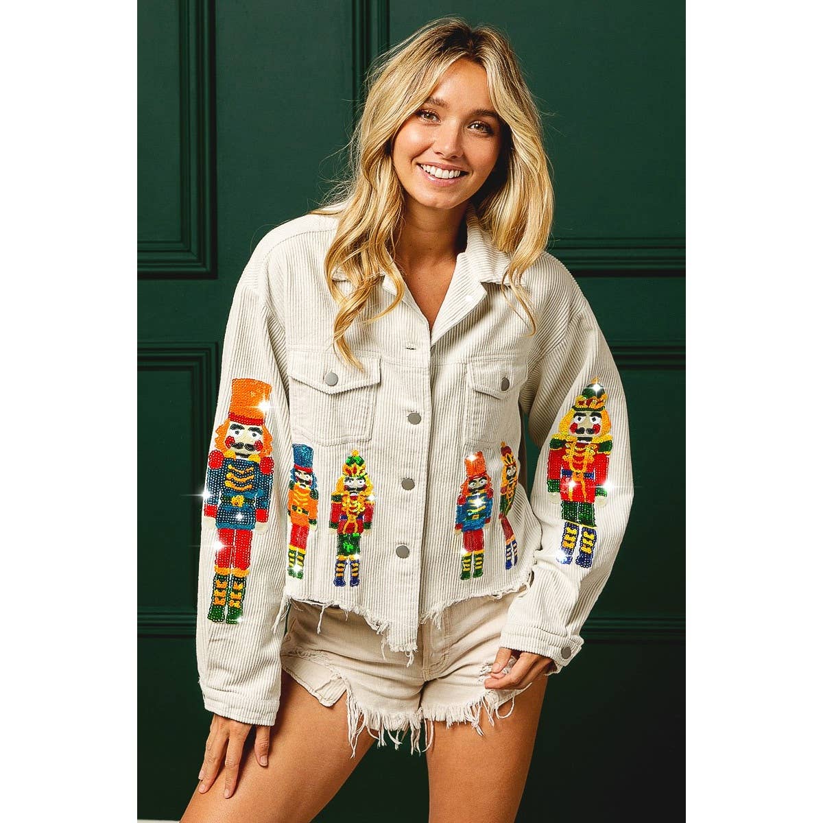 NUTCRACKERS EMBROIDERED CHRISTMAS CORDUROY JACKET