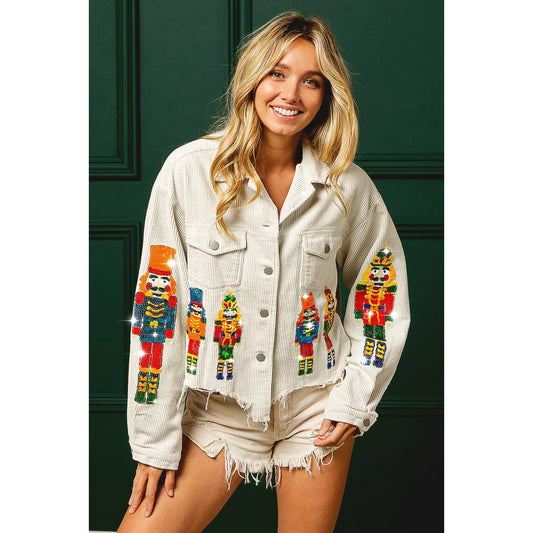 NUTCRACKERS EMBROIDERED CHRISTMAS CORDUROY JACKET
