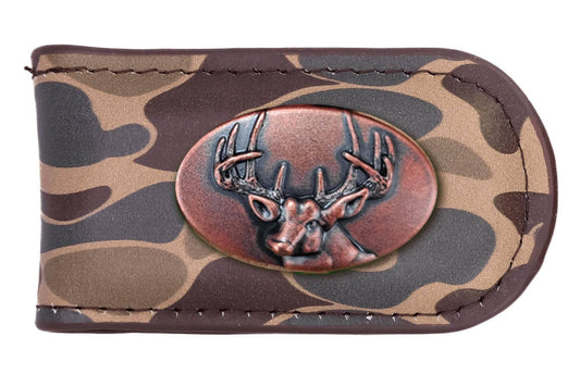 Zep-Pro - Buck Men's Old School Camo Leather Money Clip.