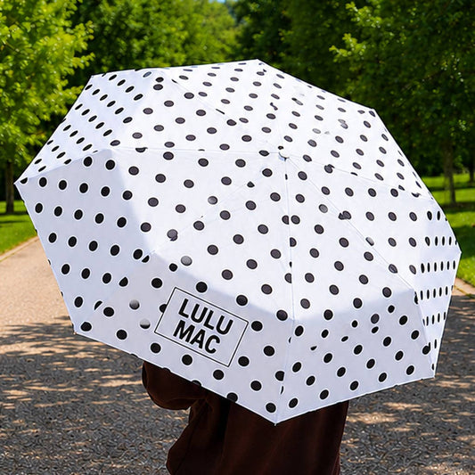 LULU MAC Umbrella White w/ Black Dot