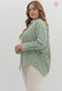 Textured shirt with pleated drape hem