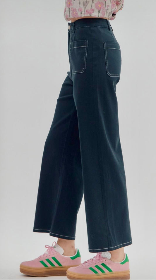 Navy pants with cute patch pockets