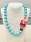 TWO FORTY TWO - HOLIDAY - Beaded Nutcracker Necklace (blue/pink)