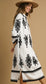 Black and white abstract print midi dress