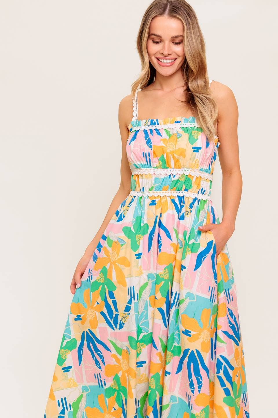 Printed woven midi dress
