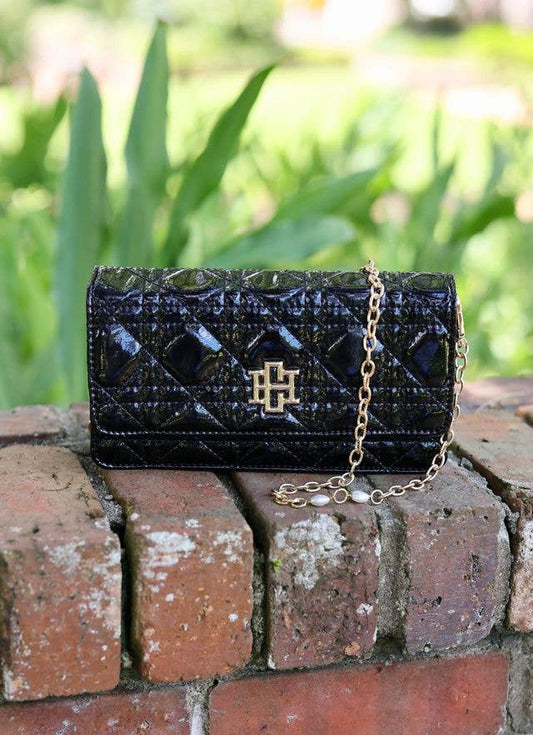 Caroline Hill - Brynleigh Clutch Crossbody BLACK PATENT LQ