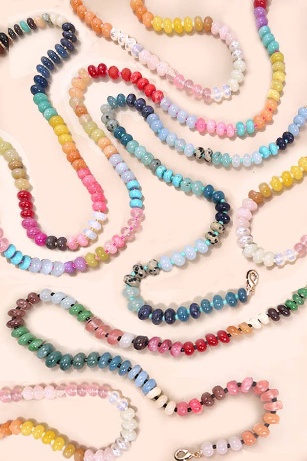 JOSSLYN by wall to wall - NATURAL AGATE GLASS SEMI PRECIOUS BEAD NECKLACE | 80N896