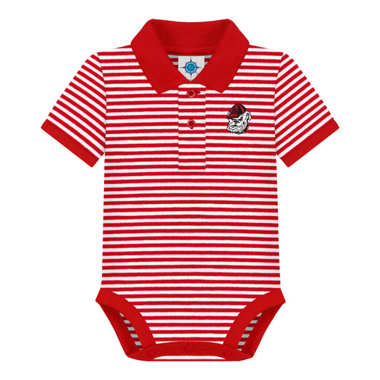 Georgia Bulldogs Striped Infant Polo Bodysuit
