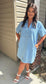 Distressed Diamond Pattern Denim Dress