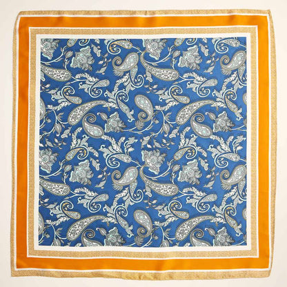 Paisley Floral Printed Square Silky Satin Scarf