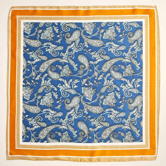 Paisley Floral Printed Square Silky Satin Scarf