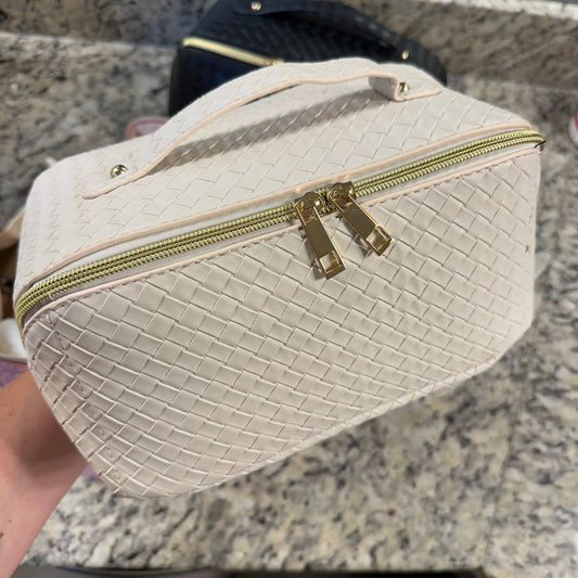 Cream colored Large Capacity Makeup Bag
