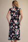 Black Floral Waist Tie Midi Dress