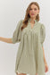 Striped Seersucker V-Neck Dress