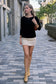 Black Sweater w/ Rolled hem detail