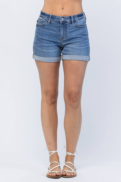 Judy Blue Jeans - Midrise Cuffed Shorts (XL Only)