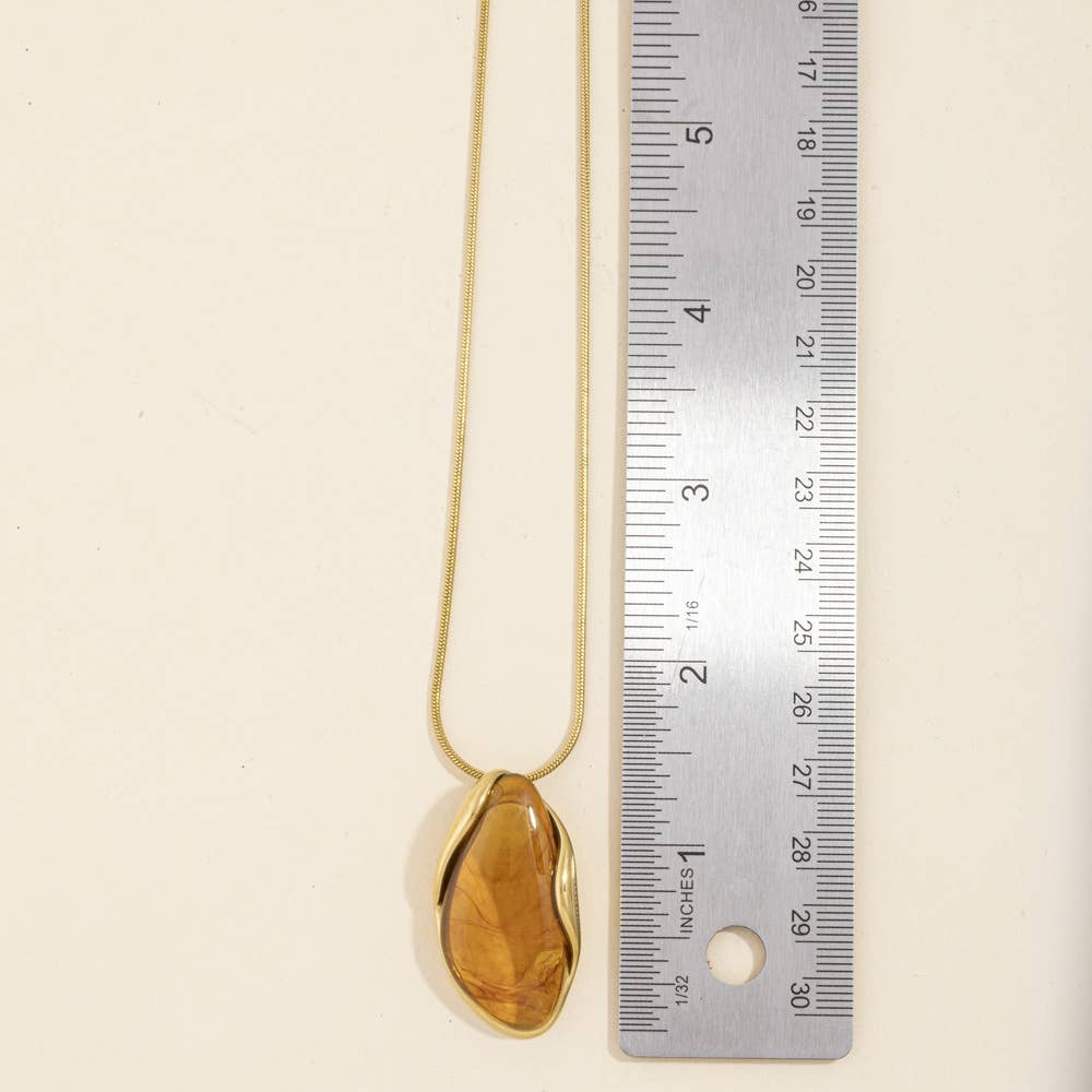 Marbled Stone Oval Pendant Necklace