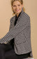 Plaid tweed blazer with pearl buttons