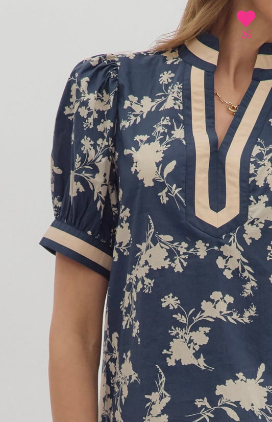 Floral print puff sleeve top