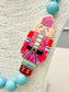 TWO FORTY TWO - HOLIDAY - Beaded Nutcracker Necklace (blue/pink)