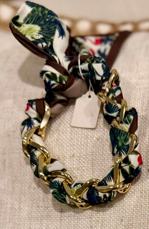 Brown and green scarf bracelet