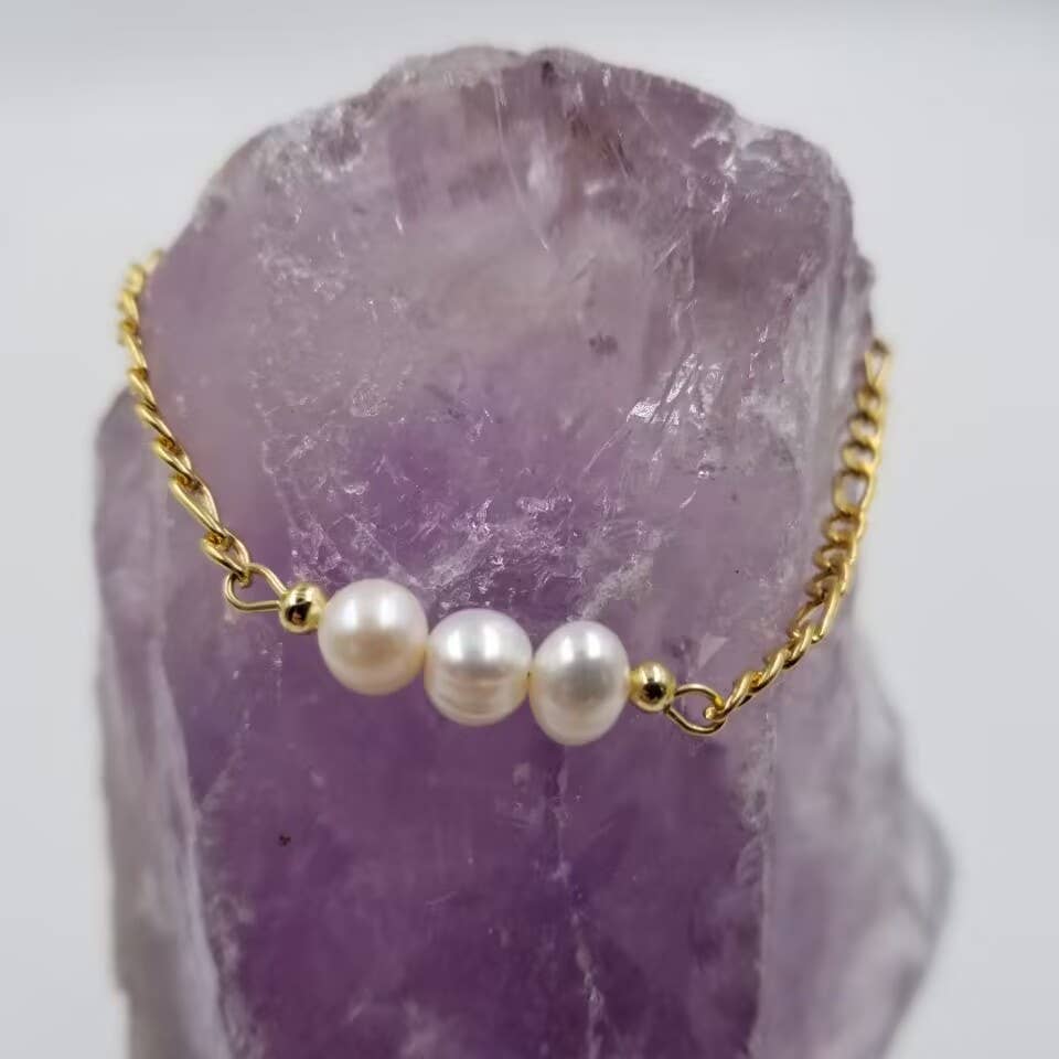 Freshwater Pearl Gold Plated Chain Bracelet