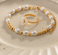 18K Gold Plated Stainless Steel & Faux Pearl Bracelet