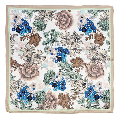Earthy Floral Garden Printed Square Silky Satin Scarf