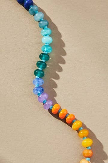 JOSSLYN by wall to wall - NATURAL AGATE GLASS SEMI PRECIOUS BEAD NECKLACE | 80N896