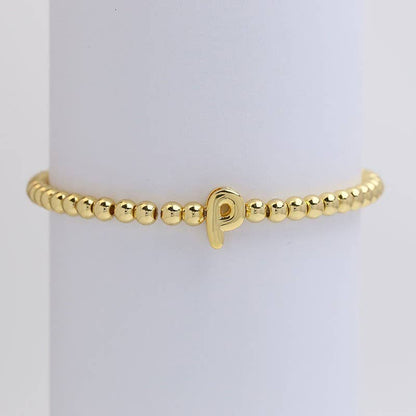 INITIAL MONOGRAM BUBBLE STRETCH BEAD BRACELET