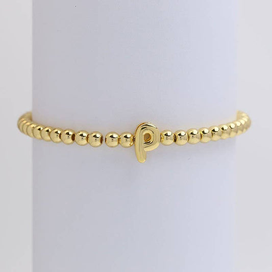 INITIAL MONOGRAM BUBBLE STRETCH BEAD BRACELET