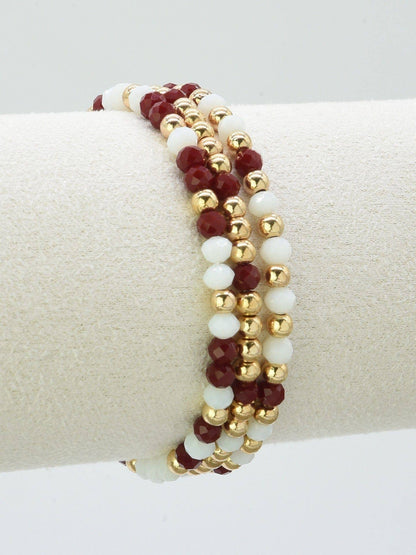 3 Piece CCB Glass Bead Stretch Bracelet Set