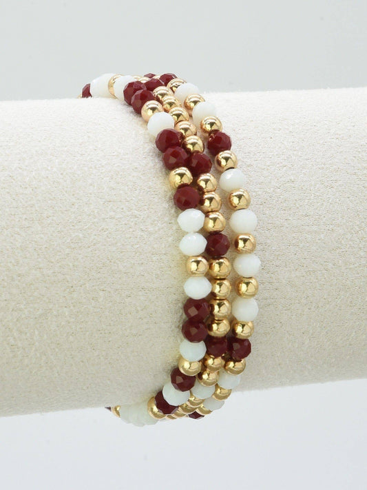 3 Piece CCB Glass Bead Stretch Bracelet Set
