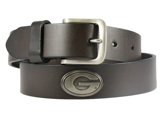 Zep-Pro - Georgia Bulldogs Men's Collegiate Brown Leather Concho Belt.