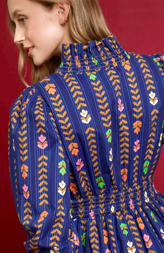 Floral Fusion Midi Dress