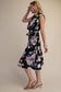 Black Floral Waist Tie Midi Dress