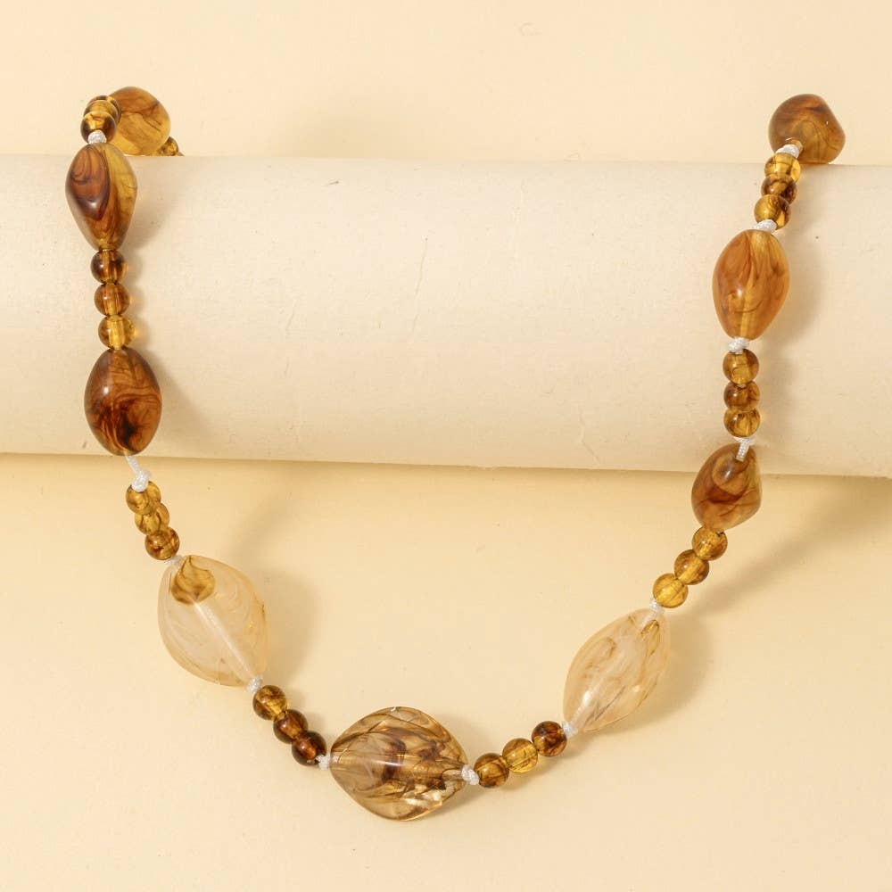 Mixed Amber Resin Beaded Necklace