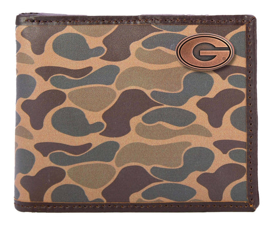 Zep-Pro - Georgia Bulldogs Men's Bifold Old School Camo Leather Wallet.