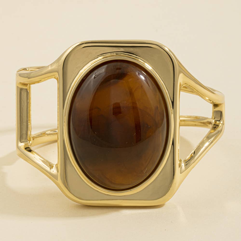 Squared Frame Cabochon Cuff Bracelet