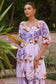 Printed Square Neck Tired Midi Dress