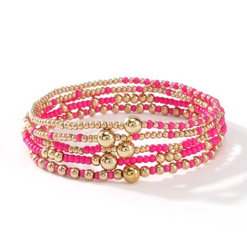 MULTI LAYER BALL CHAIN BEADED BRACELET