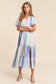 Patch-work V-neck Midi Dress