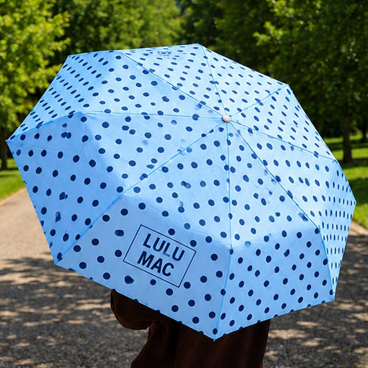LULU MAC Umbrella Light Blue w/ Navy Dot