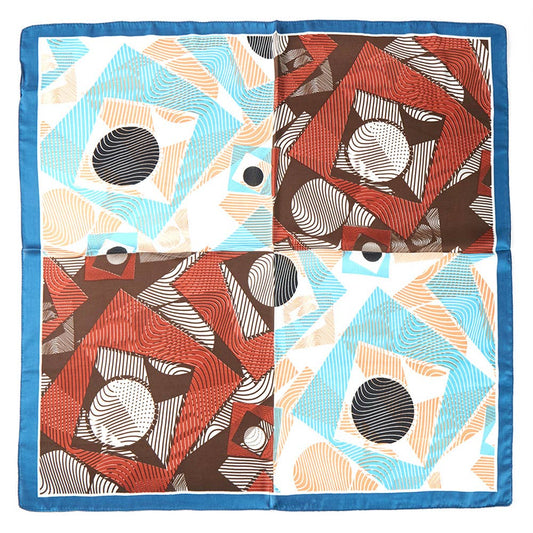 Geometric Pattern Printed Square Silky Satin Bandana Scarf